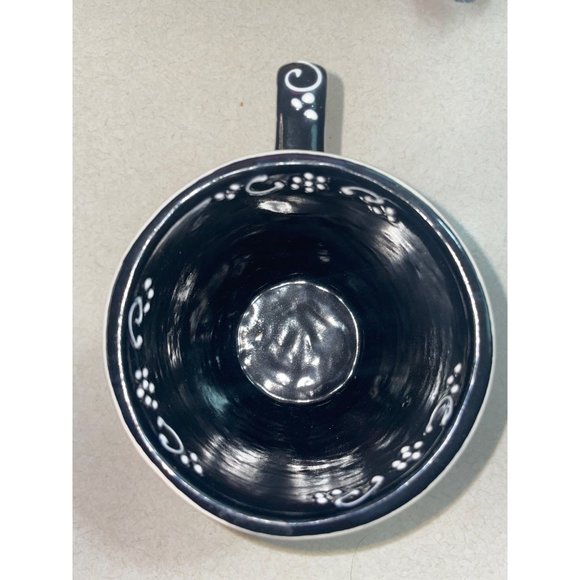 Hand Painted Black & White Dot Floral Ceramic Mug Made in Mexico - Picture 6 of 6